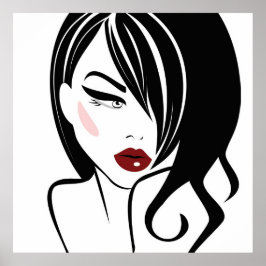 ヴィンテージガールレッドリップ ポスター