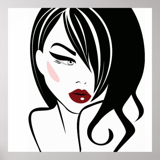 ヴィンテージガールレッドリップ ポスター (正面)