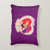 ヴィンテージガールレースハートホールディングアンブレラパープル アクセントクッション (裏面(縦))