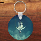 ヴィンテージガール三日月キーチェーン キーホルダー (正面)