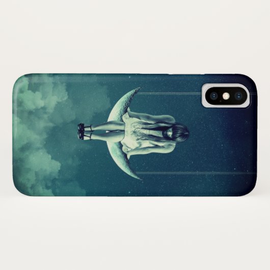 ヴィンテージガール三日月青白 Case-Mate iPhoneケース (裏面(横))