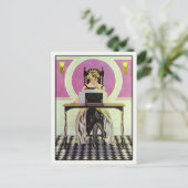 ヴィンテージガール付き読はがき ポストカード (スタンド正面)