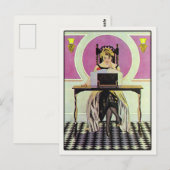 ヴィンテージガール付き読はがき ポストカード (正面/裏面)