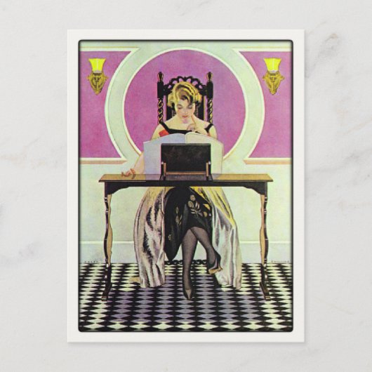 ヴィンテージガール付き読はがき ポストカード (正面)