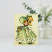 ヴィンテージガール入りグリーンポストカード ポストカード (スタンド正面)