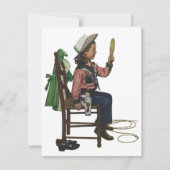 ヴィンテージガール女性のカーボーイ探し鏡彼女は無駄だ (正面)