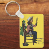 ヴィンテージガール女性のカーボーイ探し鏡彼女は無駄だ キーホルダー (正面)