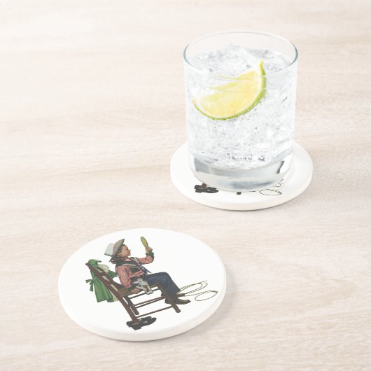 ヴィンテージガール女性のカーボーイ探し鏡彼女は無駄だ コースター (側面)