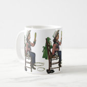 ヴィンテージガール女性のカーボーイ探し鏡彼女は無駄だ コーヒーマグカップ (正面左)