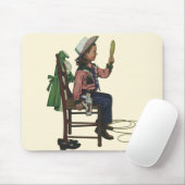 ヴィンテージガール女性のカーボーイ探し鏡彼女は無駄だ マウスパッド (マウス)