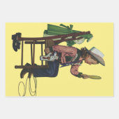 ヴィンテージガール女性のカーボーイ探し鏡彼女は無駄だ ラッピングペーパーシート (正面3)