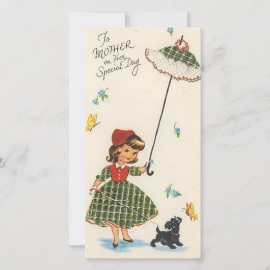 ヴィンテージガール歩くドッグマザーズデイ シーズンカード (正面)
