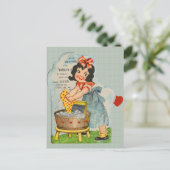 ヴィンテージガール洗濯服バレンタイン ポストカード (スタンド正面)