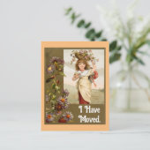 ヴィンテージガール花葉書 ポストカード (スタンド正面)