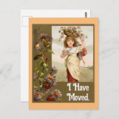 ヴィンテージガール花葉書 ポストカード (正面/裏面)