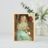 ヴィンテージガール誕生日はがき ポストカード (スタンド正面)