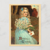 ヴィンテージガール誕生日はがき ポストカード (正面)