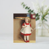 ヴィンテージガール赤装葉書 ポストカード (スタンド正面)