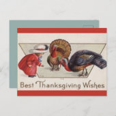 ヴィンテージガール食べ物を与えズターキーズサンクスギビング ポストカード (正面/裏面)