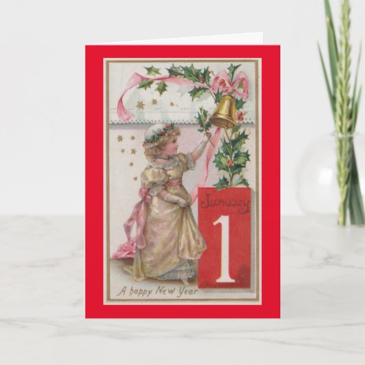 ヴィンテージガール1月1日ホリデーカード シーズンカード (正面)
