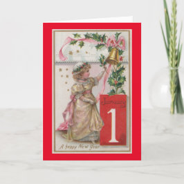ヴィンテージガール1月1日ホリデーカード シーズンカード
