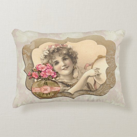 ヴィンテージガール2フレーム柔らかいフローラアクセント枕 アクセントクッション (正面)