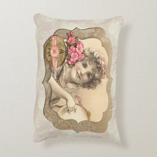 ヴィンテージガール2フレーム柔らかいフローラアクセント枕 アクセントクッション (裏面(縦))