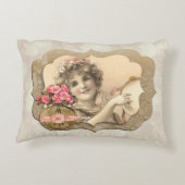 ヴィンテージガール2フレーム柔らかいフローラアクセント枕 アクセントクッション (裏面)