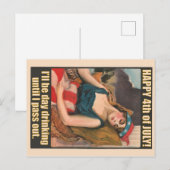 ヴィンテージガール4th of 7月の日の飲み葉書 ポストカード (正面/裏面)