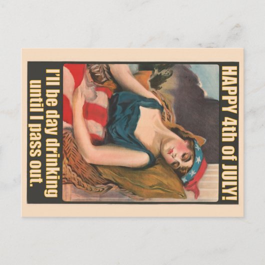 ヴィンテージガール4th of 7月の日の飲み葉書 ポストカード (正面)
