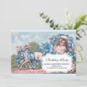 ヴィンテージガール・イン・キャリッジとランブスの誕生日パーティー 招待状 (スタンド正面)