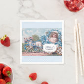 ヴィンテージガール・イン・キャリッジとランブス1st誕生日 スタンダードカクテルナプキン (インサイチュ)