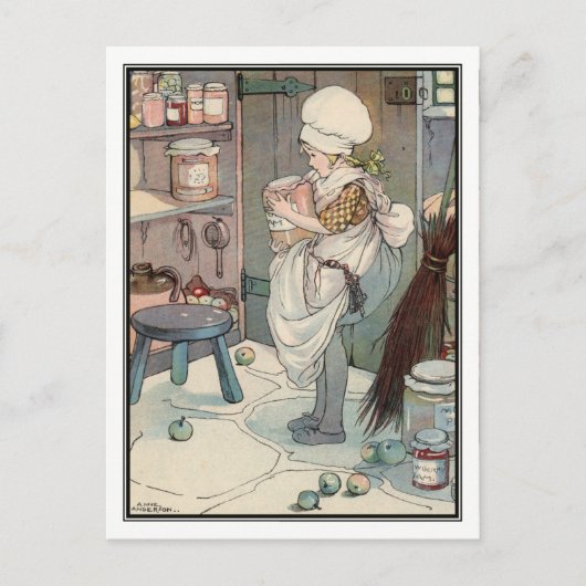 ヴィンテージガール・ウィズ・ジャム&ピクルスbyアン・アンダーソン ポストカード (正面)