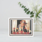 ヴィンテージガール&ウィンドウボックスbyジェシー・ウィルコックス・スミス ポストカード (スタンド正面)