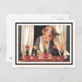 ヴィンテージガール&ウィンドウボックスbyジェシー・ウィルコックス・スミス ポストカード (正面/裏面)