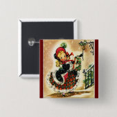 ヴィンテージガール(ギフトボタン) 缶バッジ (正面&裏面)