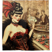 ヴィンテージガール シャワーカーテン (正面)