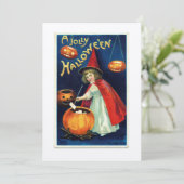 ヴィンテージガール＆パンプキン ハロウィーン招待状 招待状 (スタンド正面)