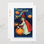 ヴィンテージガール＆パンプキン ハロウィーン招待状 招待状 (正面/裏面)