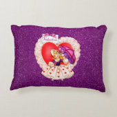 ヴィンテージガール レースハート傘持ち パープル アクセントクッション (裏面)