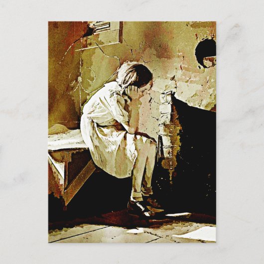 ヴィンテージガール（暖炉はがき） ポストカード (正面)