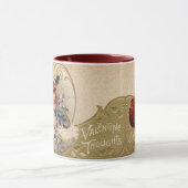 ヴィンテージガール，花，バレンタインデー，赤ワックスシール マグカップ (中央)