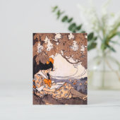 ヴィンテージガール 読書中の木の下 ポストカード (スタンド正面)