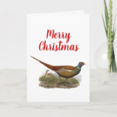 ヴィンテージキジのゲーム鳥のスケッチカラークリスマス シーズンカード (正面)