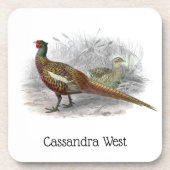 ヴィンテージキジのゲーム鳥スケッチカラー#2 コースター (正面)