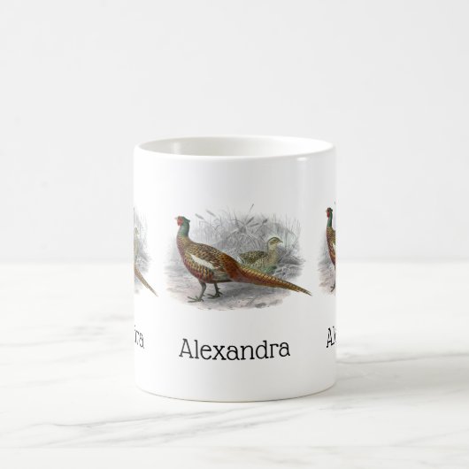 ヴィンテージキジのゲーム鳥スケッチカラー#2 コーヒーマグカップ (中央)