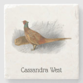 ヴィンテージキジのゲーム鳥スケッチカラー#3 ストーンコースター (正面)