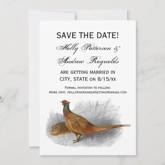 ヴィンテージキジのゲーム鳥スケッチカラー#3 セーブザデート (正面)