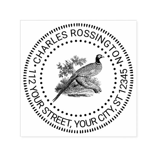 ヴィンテージキジのゲーム鳥スケッチ名アドレス セルフインキングスタンプ (デザイン)