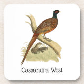 ヴィンテージキジのブランチゲーム鳥スケッチ色 コースター (正面)